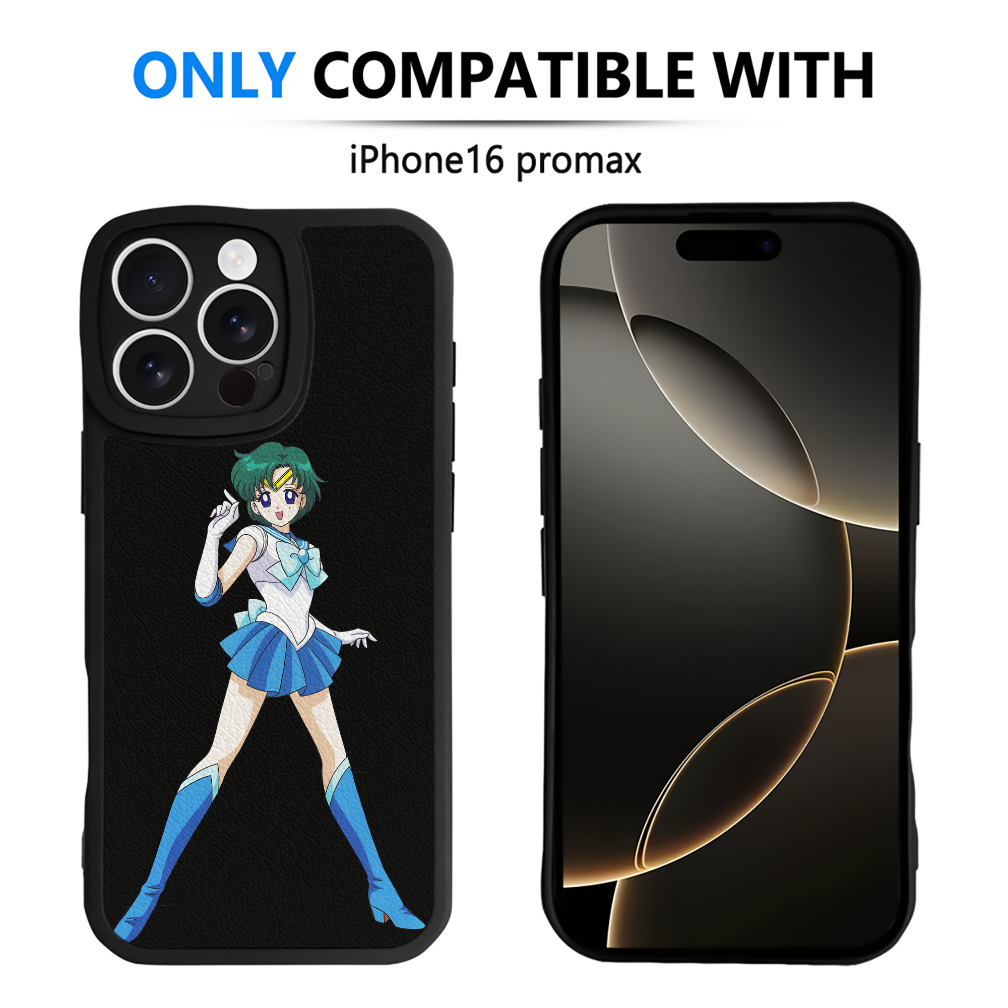 （画像用） 美少女戦士セーラームーン 海王 みちる（かいおう みちる） Sailor Moon Kaiou Michiru 【iPhone 16シリーズ対応】シリコンスマホケース（レザー調） 材質：シリコン